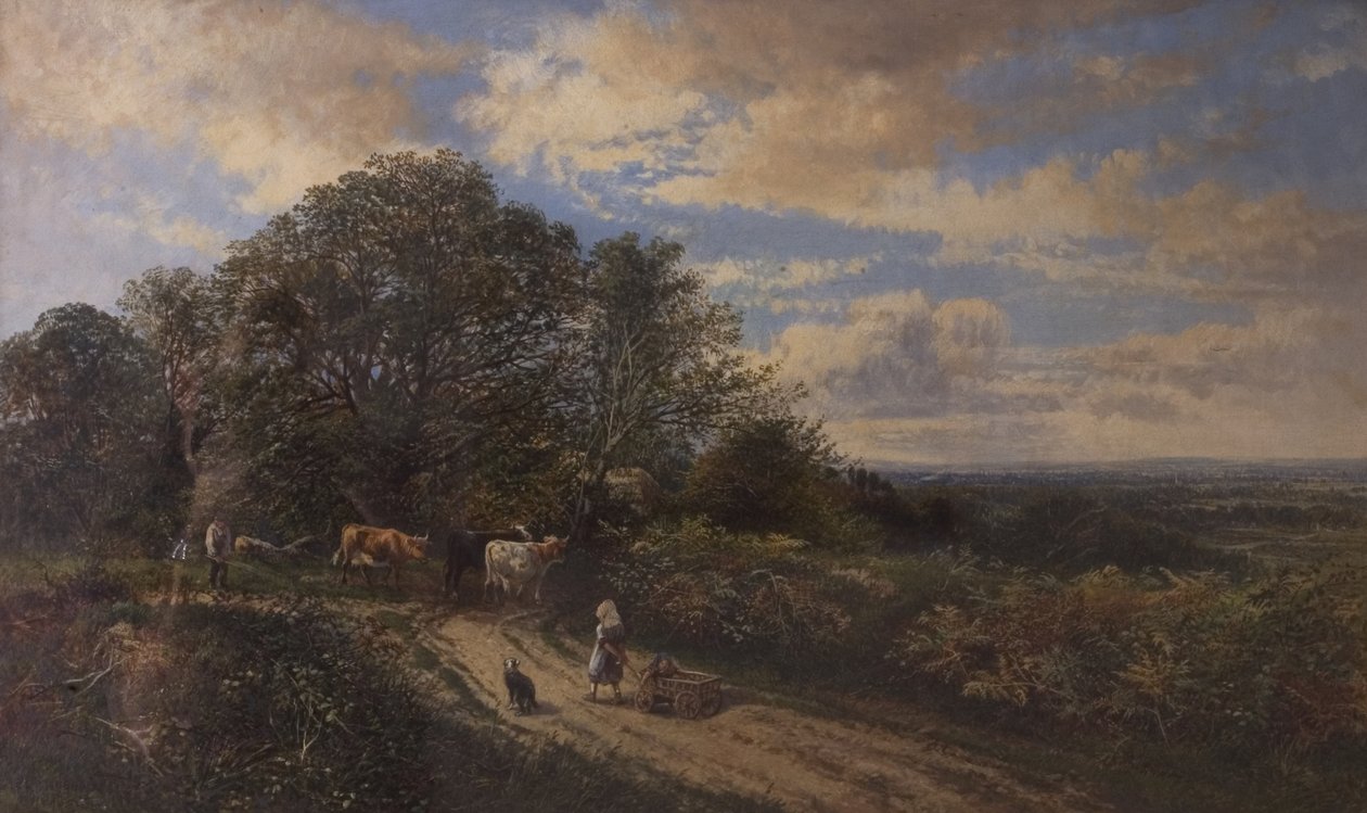 Paisagem com gado, final do século XIX de Frederick Henry Henshaw