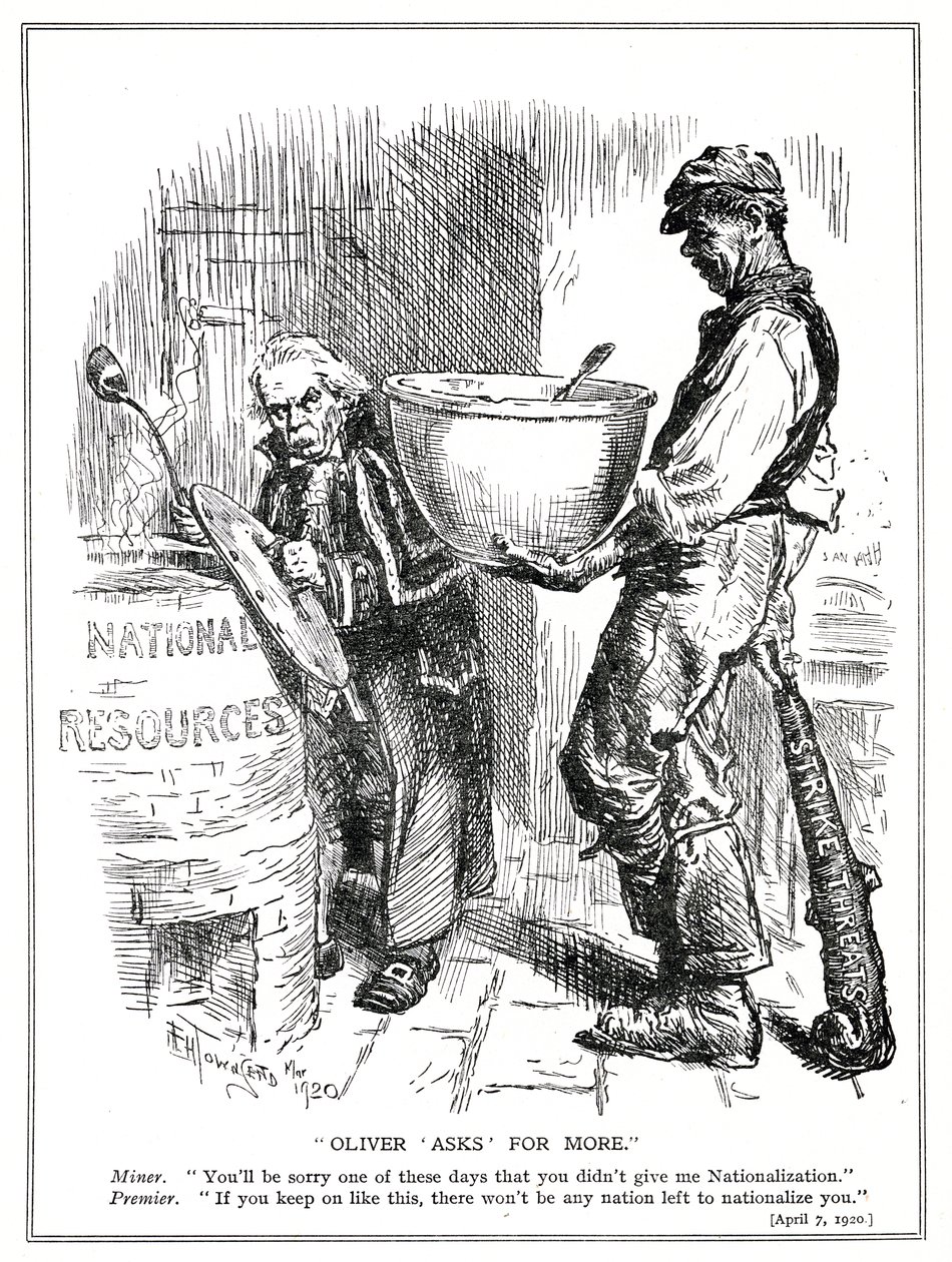 Lloyd George enfrenta ameaças de greve dos mineiros, abril de 1920 de Frederick Henry Townsend