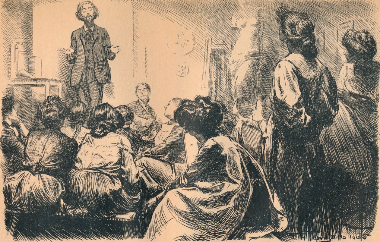 Nossas aulas de arte à noite começaram, 1905 de Frederick Henry Townsend