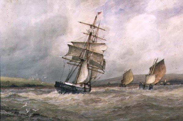 A Boca do Rio Adur (aguarela) de Frederick James Aldridge