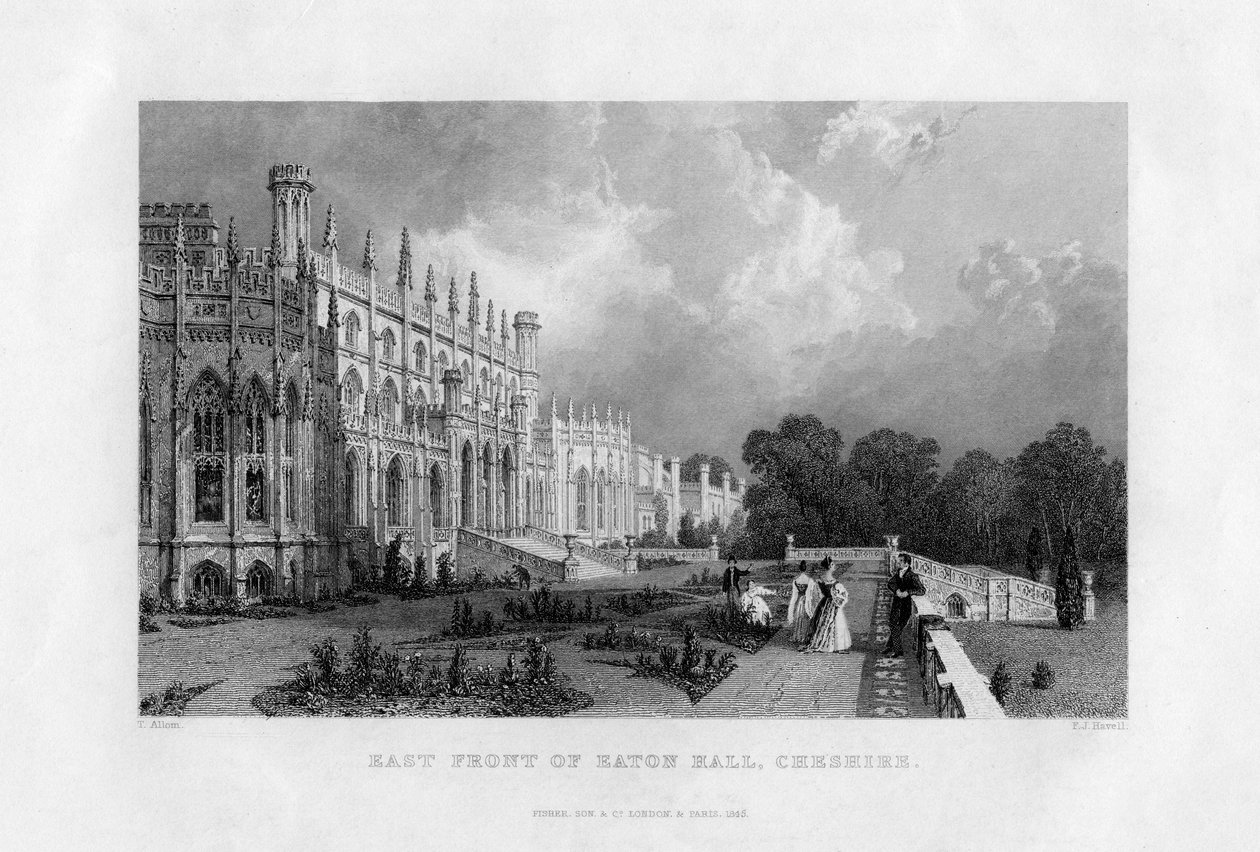 Frente leste de Eaton Hall, Cheshire, 1845 de Frederick James Havell