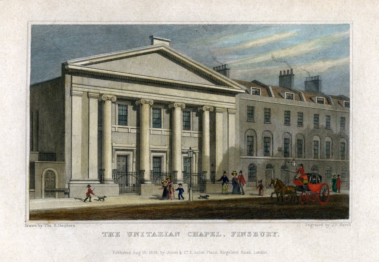 A Capela Unitária, Finsbury, Londres, 1828 de Frederick James Havell