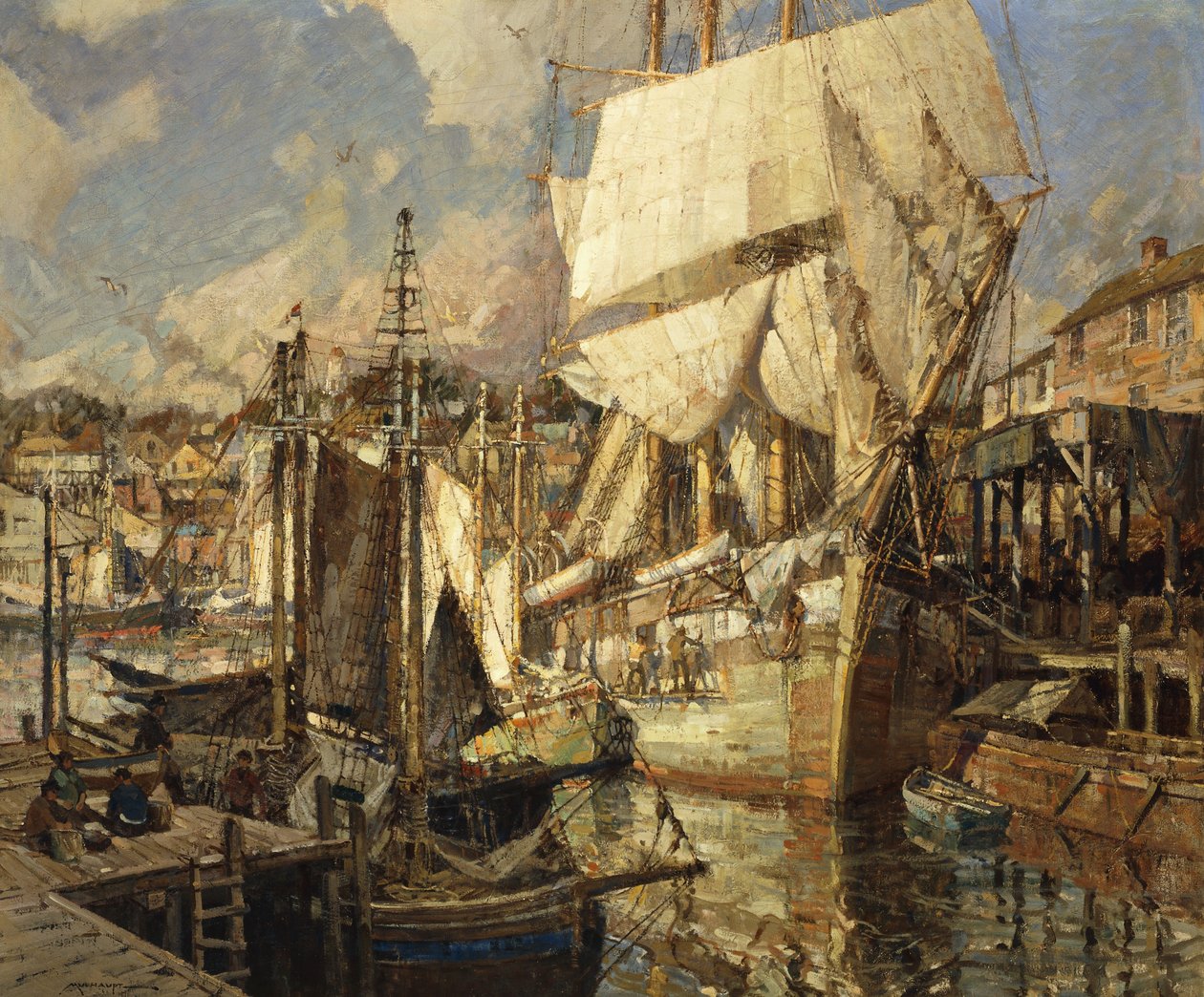Cadiz Salt Ship, Gloucester Harbor de Frederick John Mulhaupt