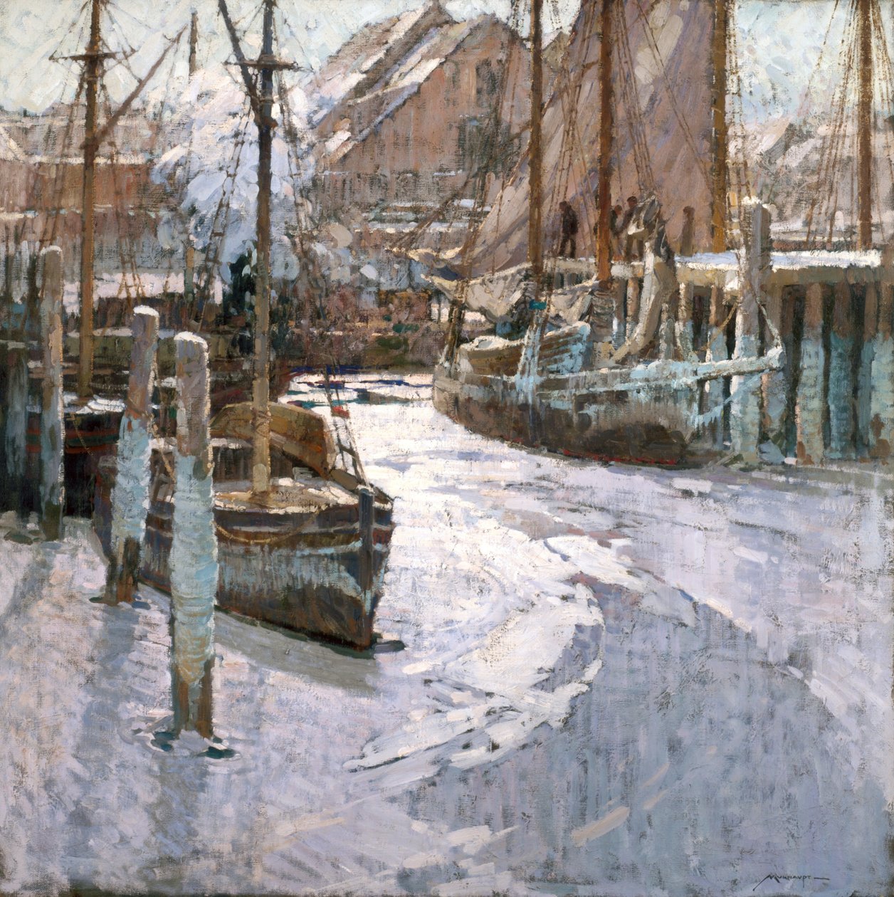 Barcos de gelo (óleo sobre tela) de Frederick John Mulhaupt