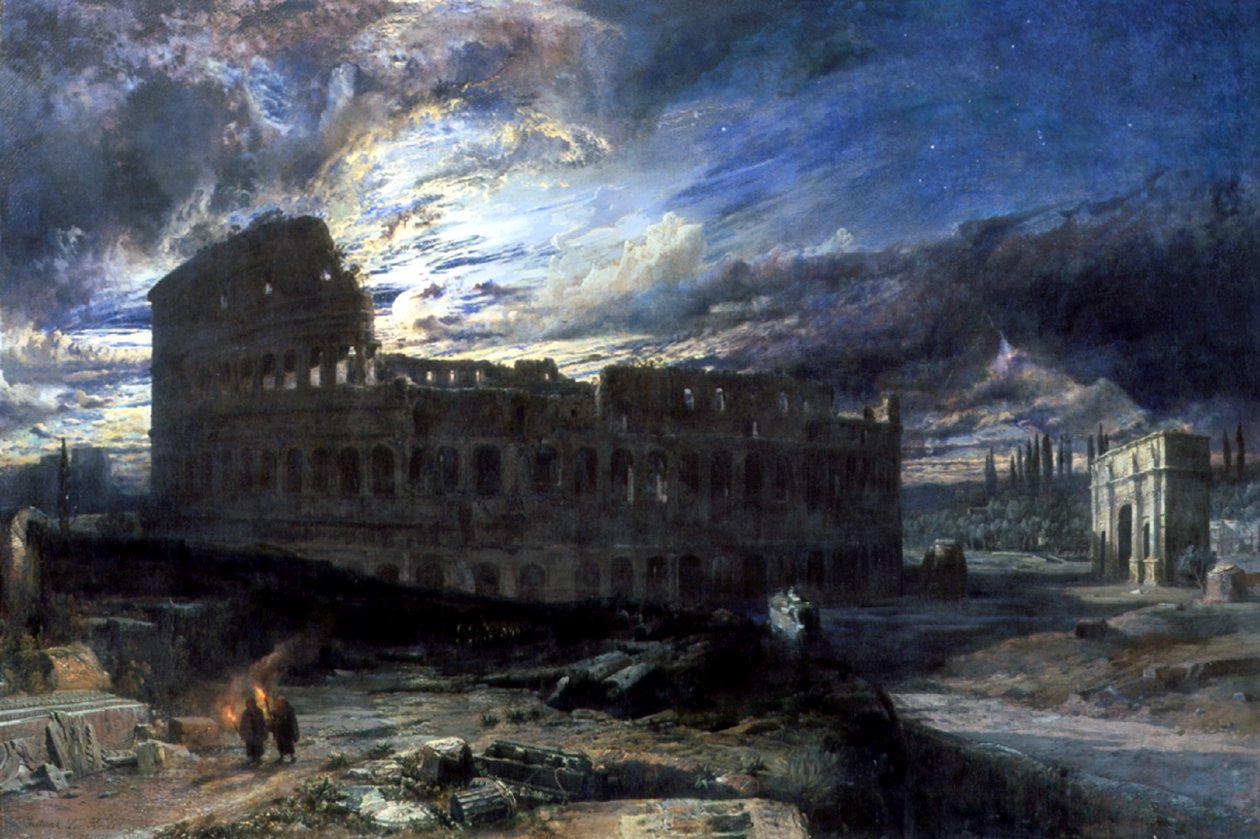 O Coliseu em Roma pelo luar, 1859 de Frederick Lee Bridell