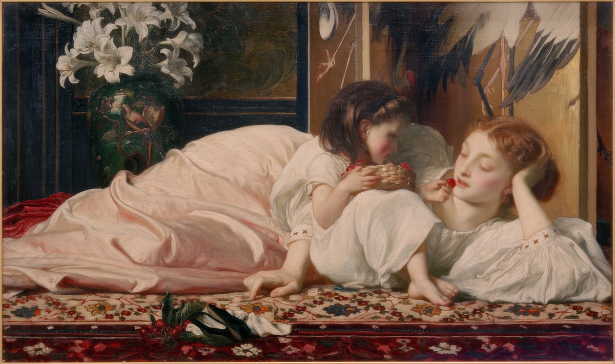 Mãe com filho (cerejas) de Frederick Lord Leighton