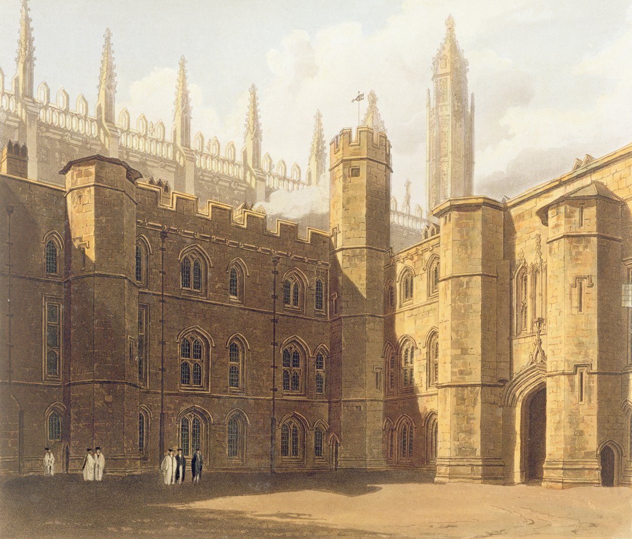 Tribunal da faculdade do rei, Cambridge, de "a história de Cambridge", gravado por Daniel Havell (1785-1826), bar. por R. Ackermann, 1815 (cor aquatint) de Frederick Mackenzie