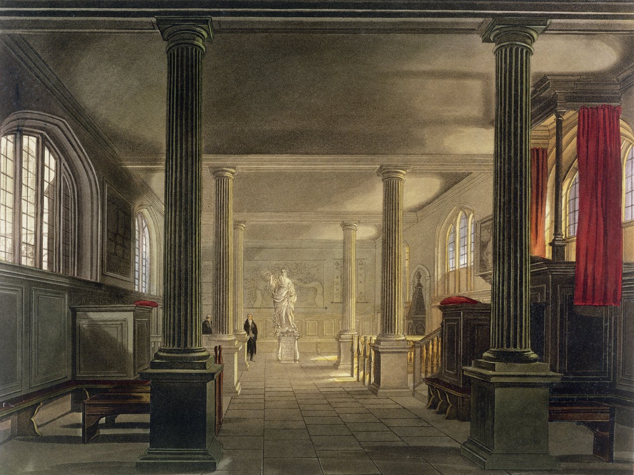 Interior da faculdade de direito, Cambridge, &39;da história de Cambridge&39;, gravado por Joseph Constantine Stadler (fl.1780-1812), bar. por R. Ackermann, 1815 (cor aquatint) de Frederick Mackenzie