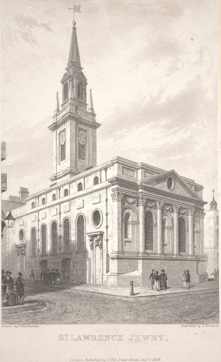 St. Lawrence Jewry, gravura de T. Turnbull de Frederick Mackenzie