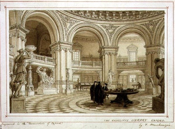 The Radcliffe Library, Oxford, c.1835 (aquarela sobre papel) de Frederick Mackenzie