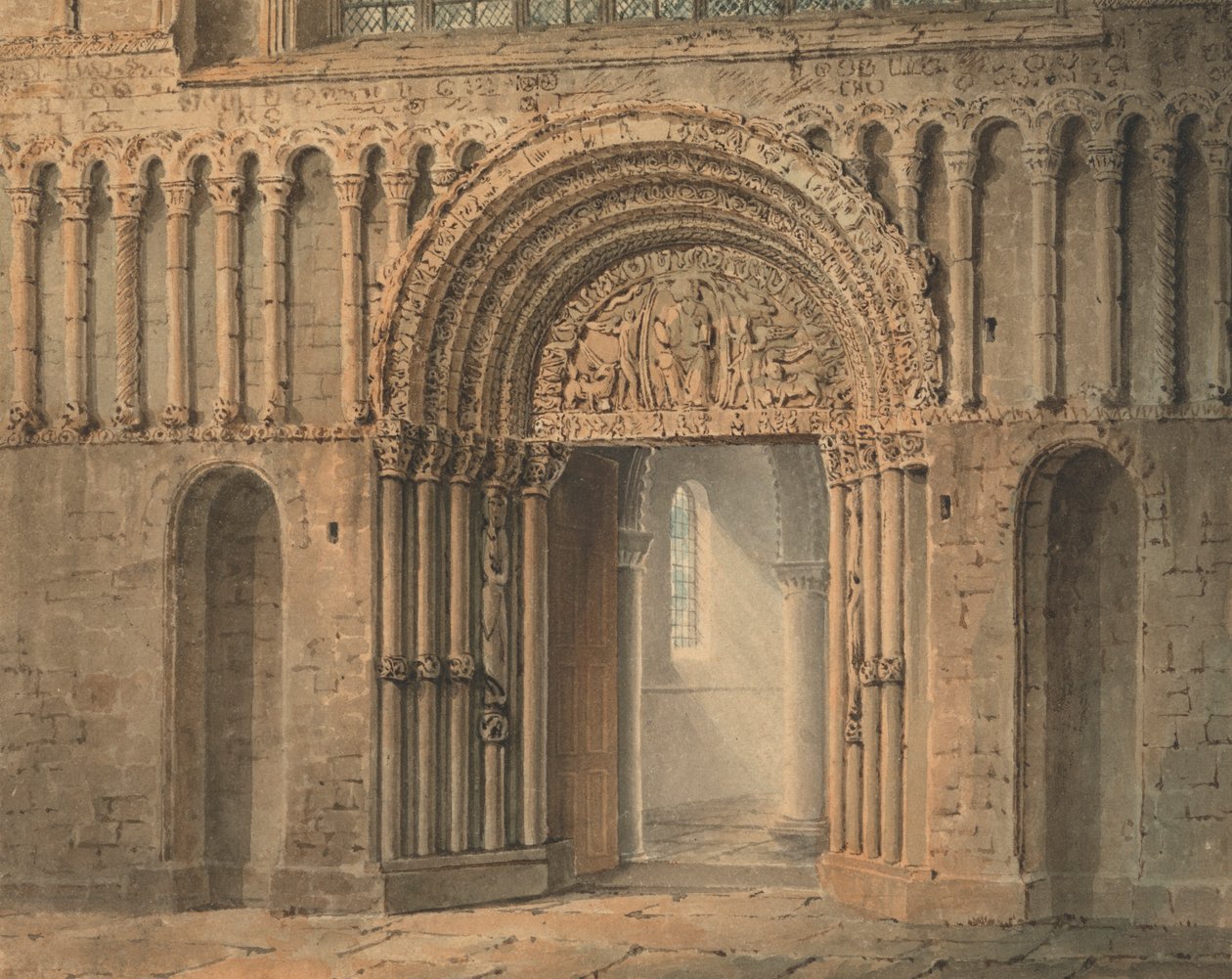 A Porta Oeste, Catedral de Rochester, Kent de Frederick Mackenzie