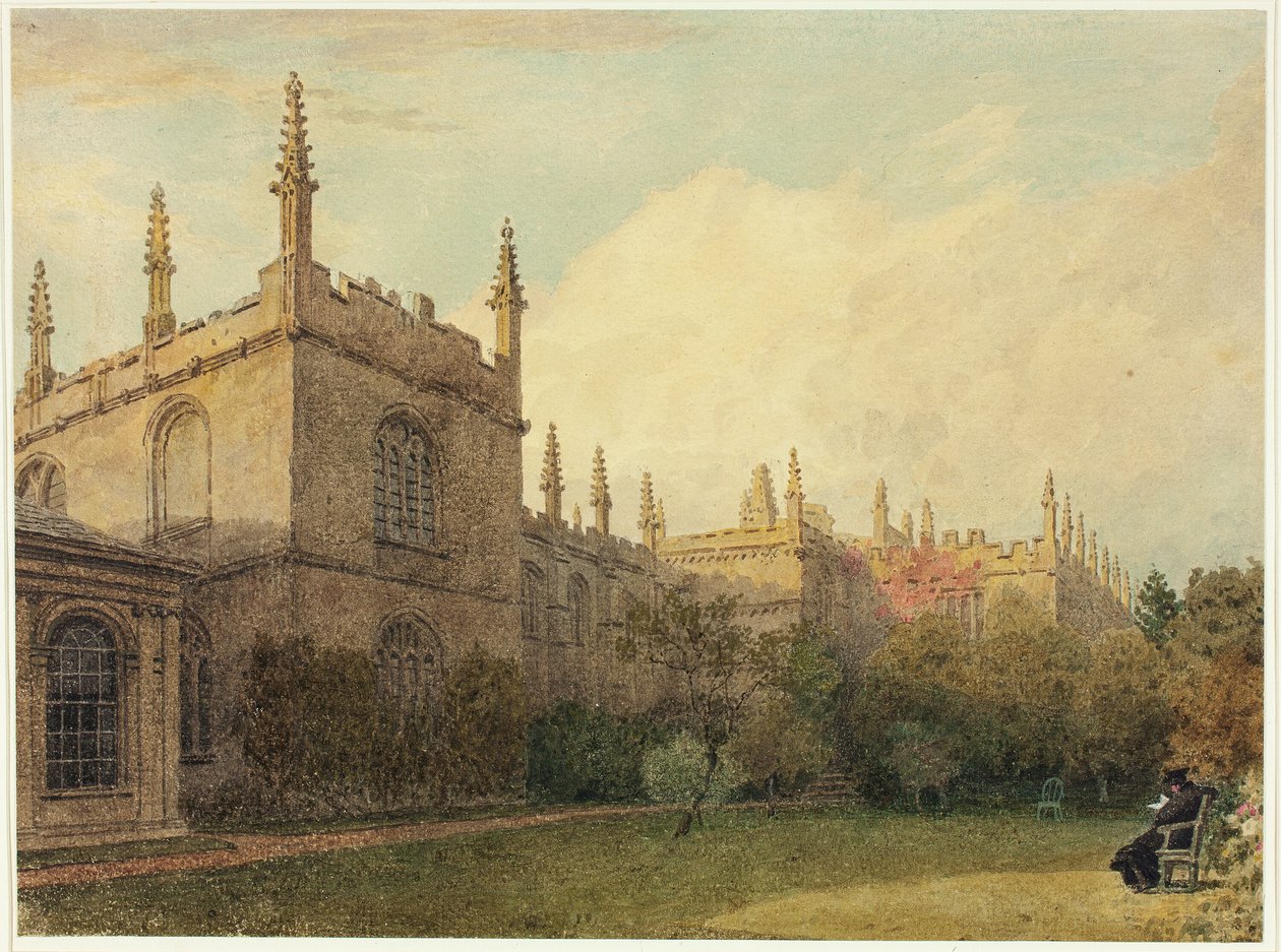 Edifícios da Universidade a partir dos Jardins do Exeter College de Frederick Mackenzie