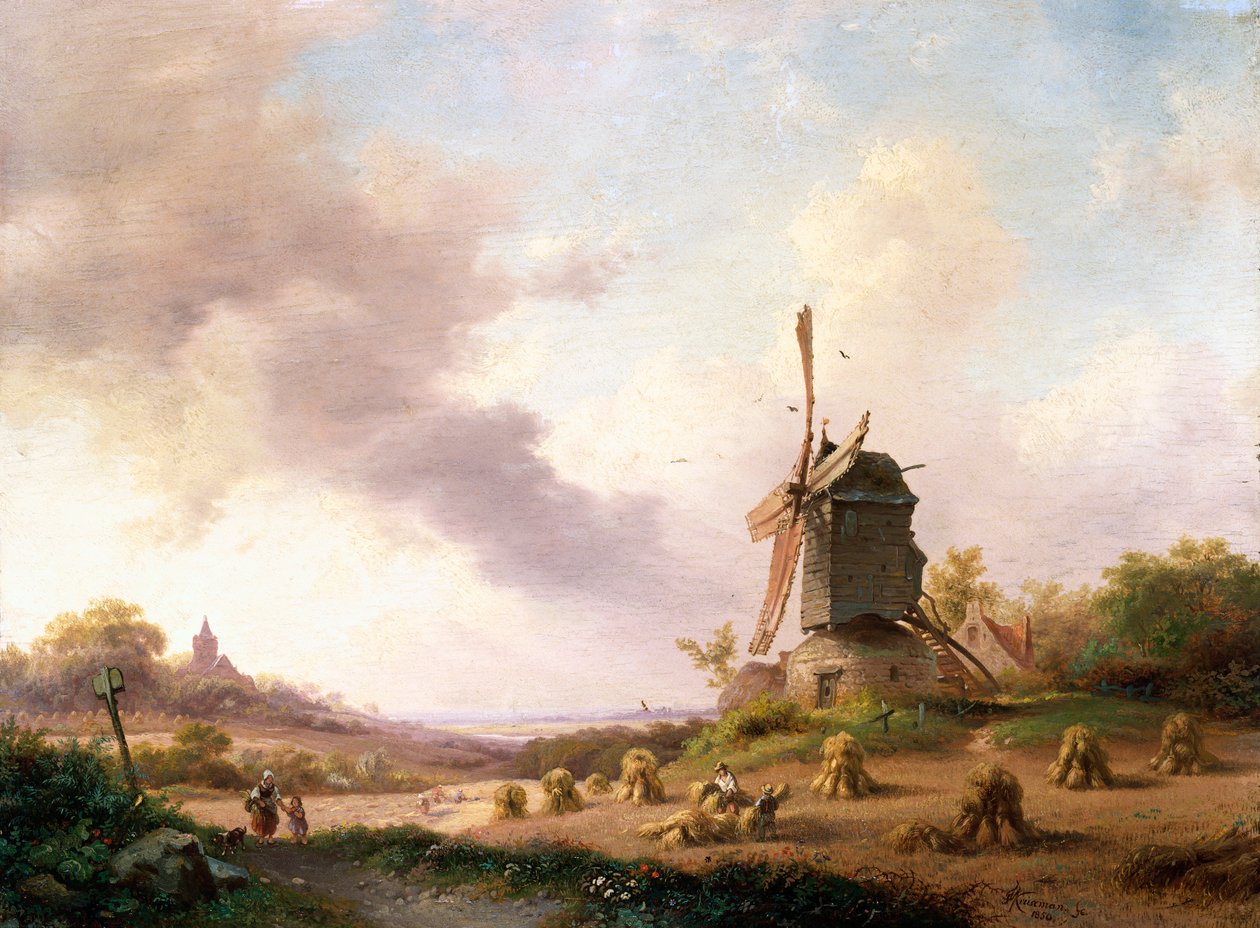 Ceifeiras em uma paisagem extensa, 1850 de Frederick Marianus Kruseman
