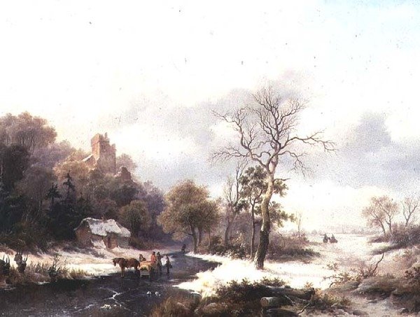 Viajantes em uma Paisagem de Inverno de Frederick Marianus Kruseman