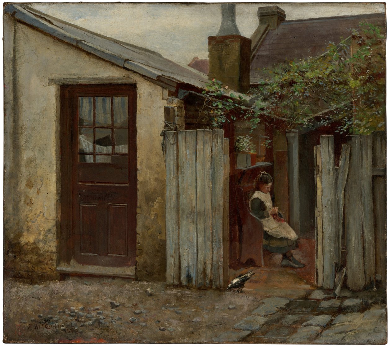 Menina com pássaro na padaria King Street, 1886 de Frederick McCubbin