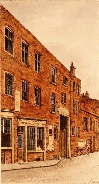 Bull and Mouth Inn, St. Martin le Grand de Frederick Nash