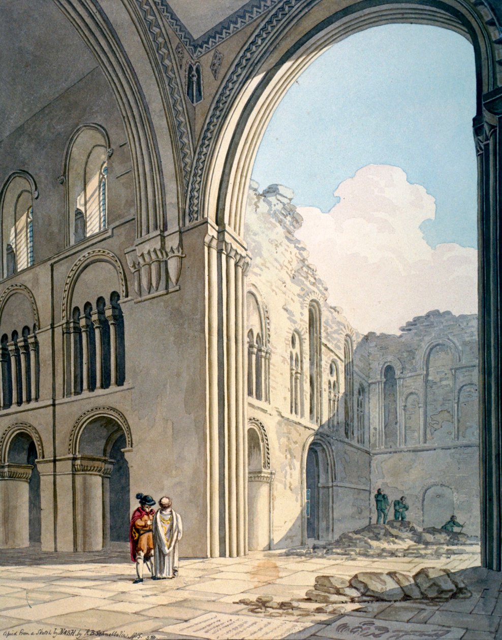 Coro da Igreja de São Bartolomeu-o-Grande durante os reparos, Smithfield, Cidade de Londres, 1815 de Frederick Nash