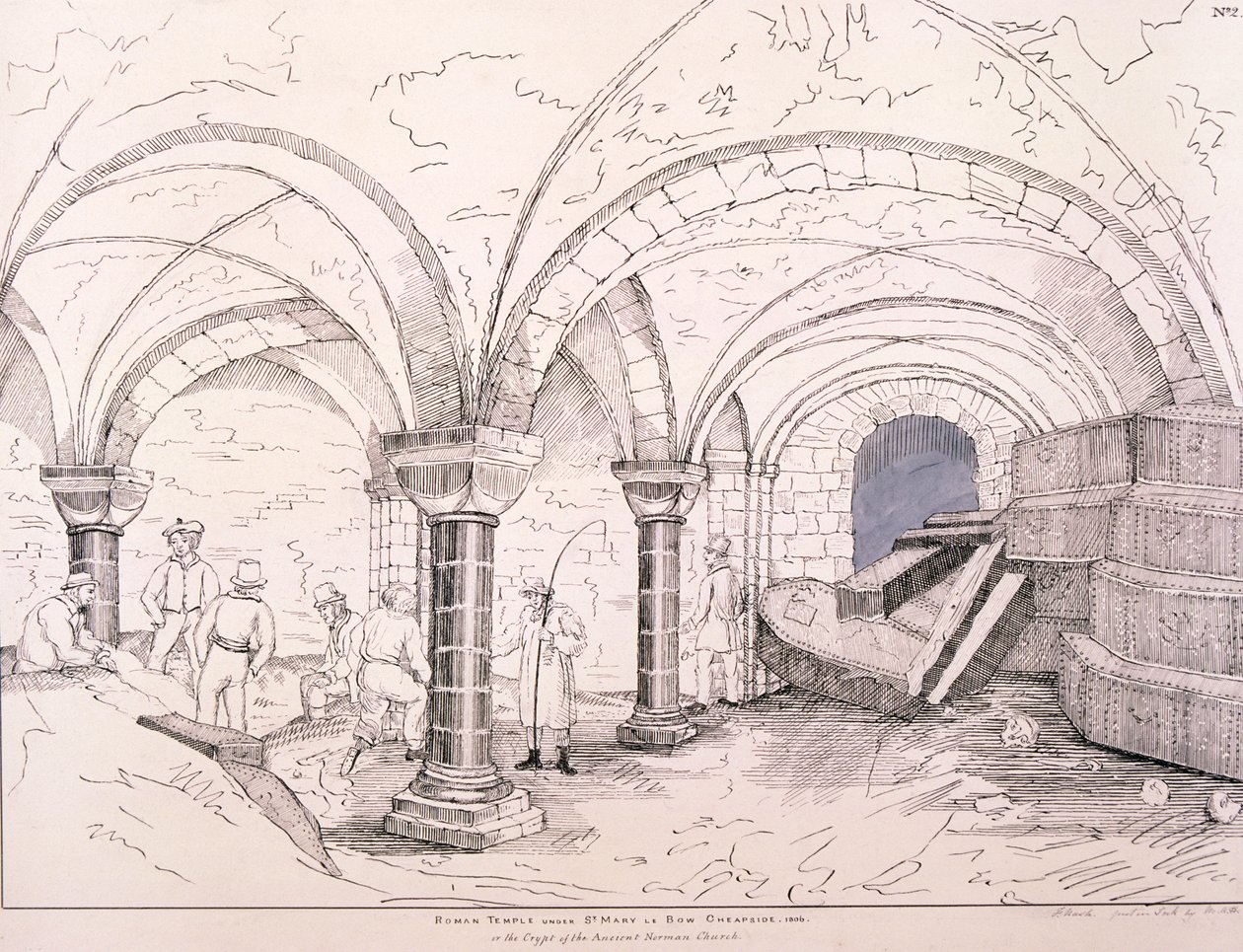 Cripta de St Mary-le-Bow, c1819 de Frederick Nash