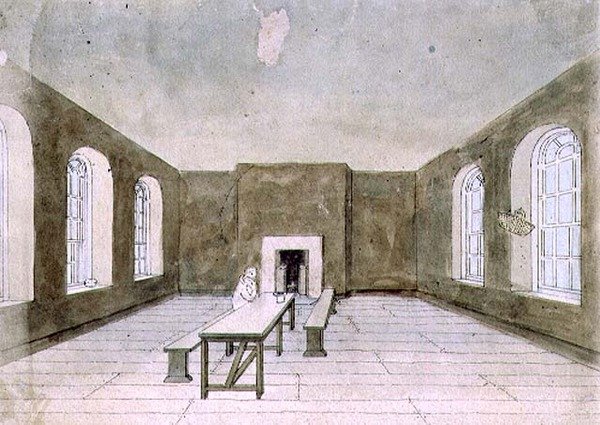 A Sala Condenada, Prisão de Newgate (aguarela) de Frederick Nash