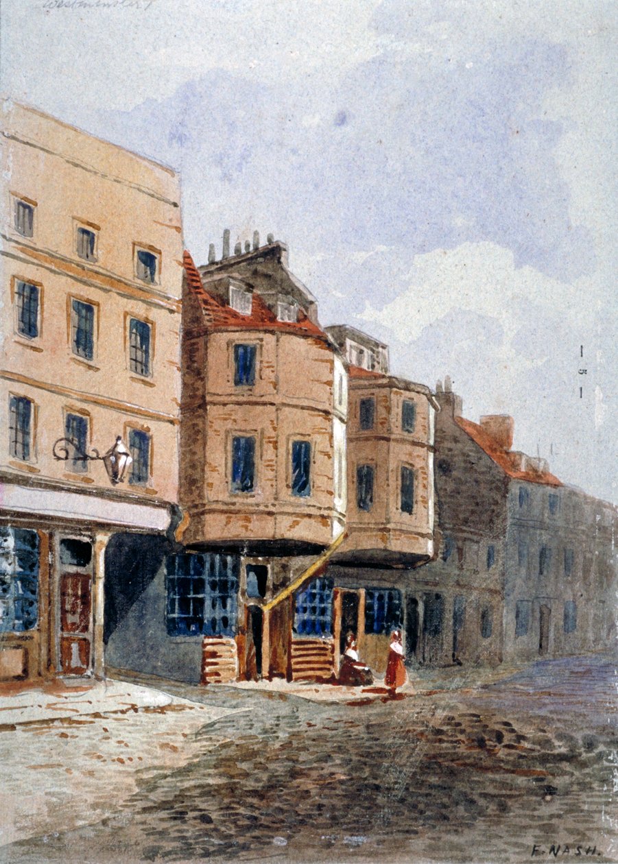 Vista da casa de Oliver Cromwell, Clements Lane, Westminster, Londres, c1840 de Frederick Nash