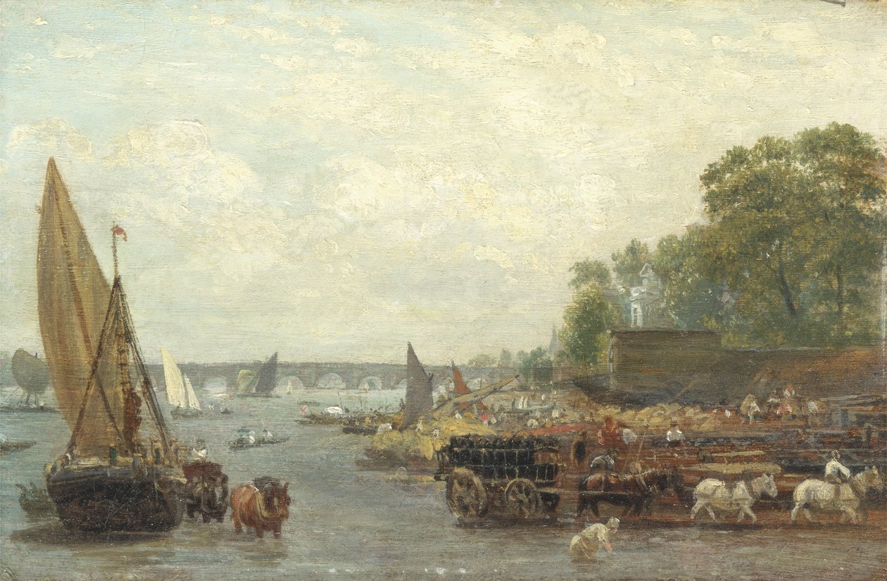 Ponte de Westminster, c.1820-30 (óleo no painel) de Frederick Nash