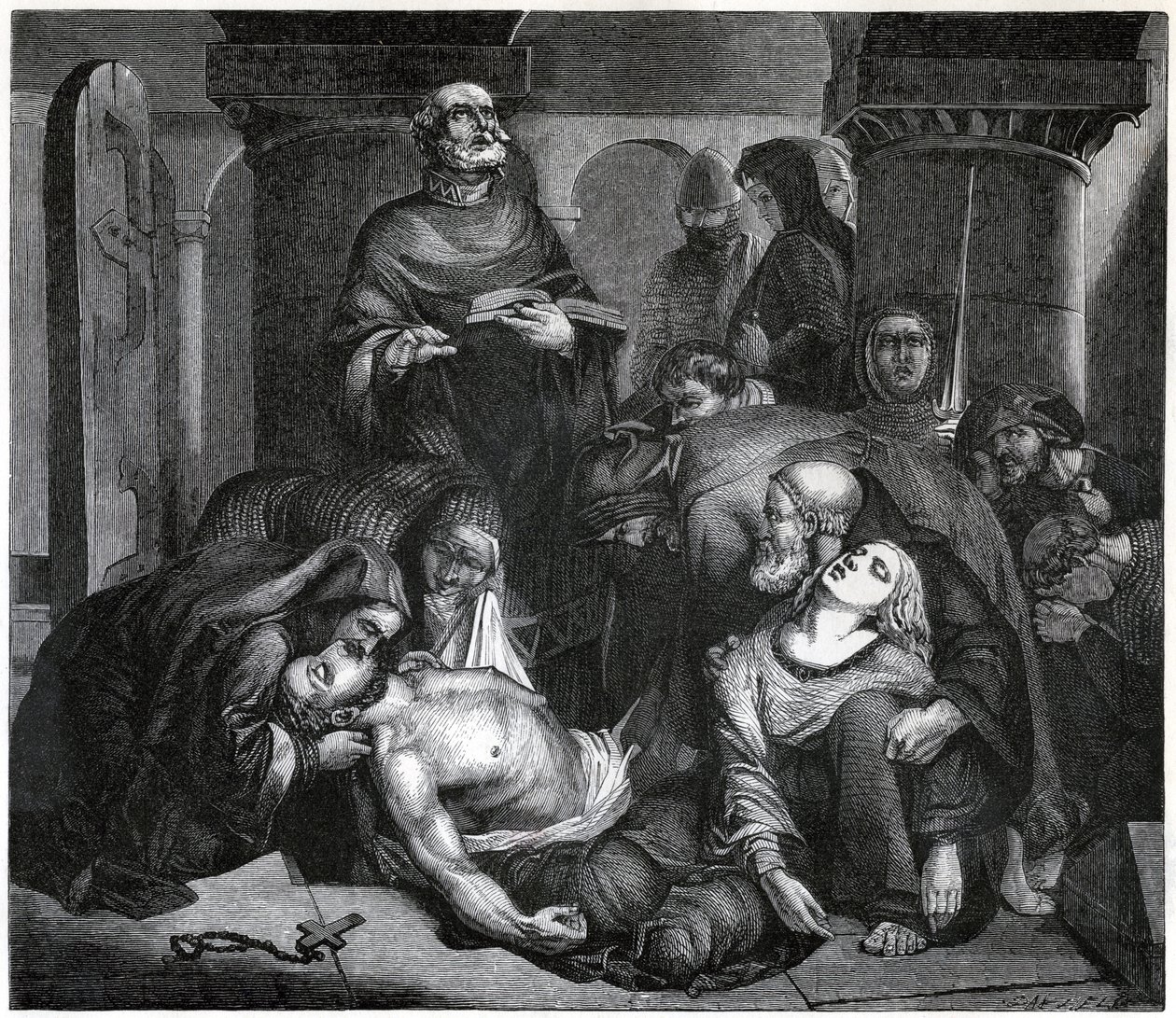 O enterro de Harold na abadia de Waltham, 1847 de Frederick Richard Pickersgill