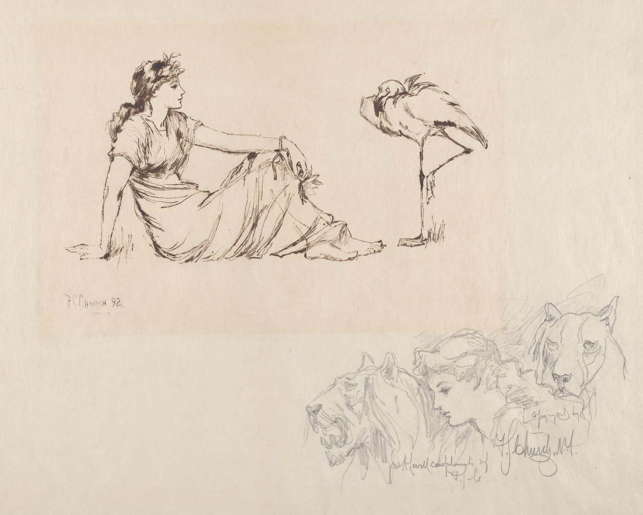 Mulher e uma Garça (Vigilância?) de Frederick Stuart Church