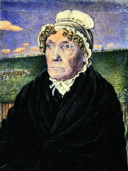 Retrato da segunda esposa de William Williams, c.1828 (aquarela sobre marfim) (par a 367110) de Frederick Tatham