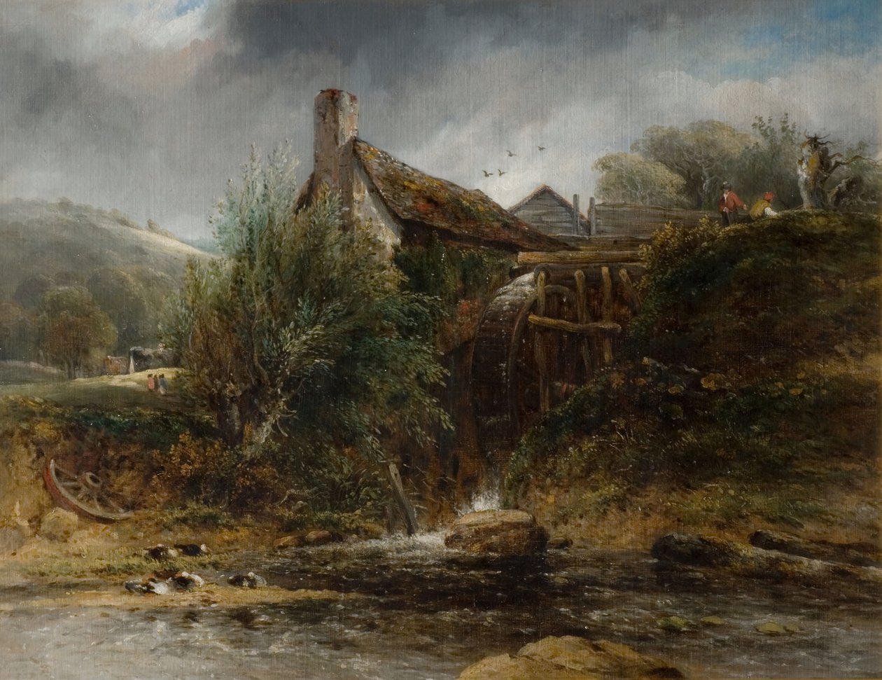Um moinho de água perto de Totnes, Devon, 1834. de Frederick W Watts