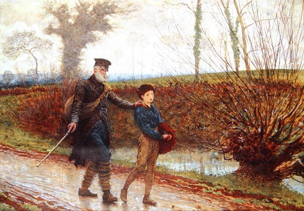 Wayfarers (lápis & aguarela realçados com cor de corpo sobre papel) de Frederick Walker