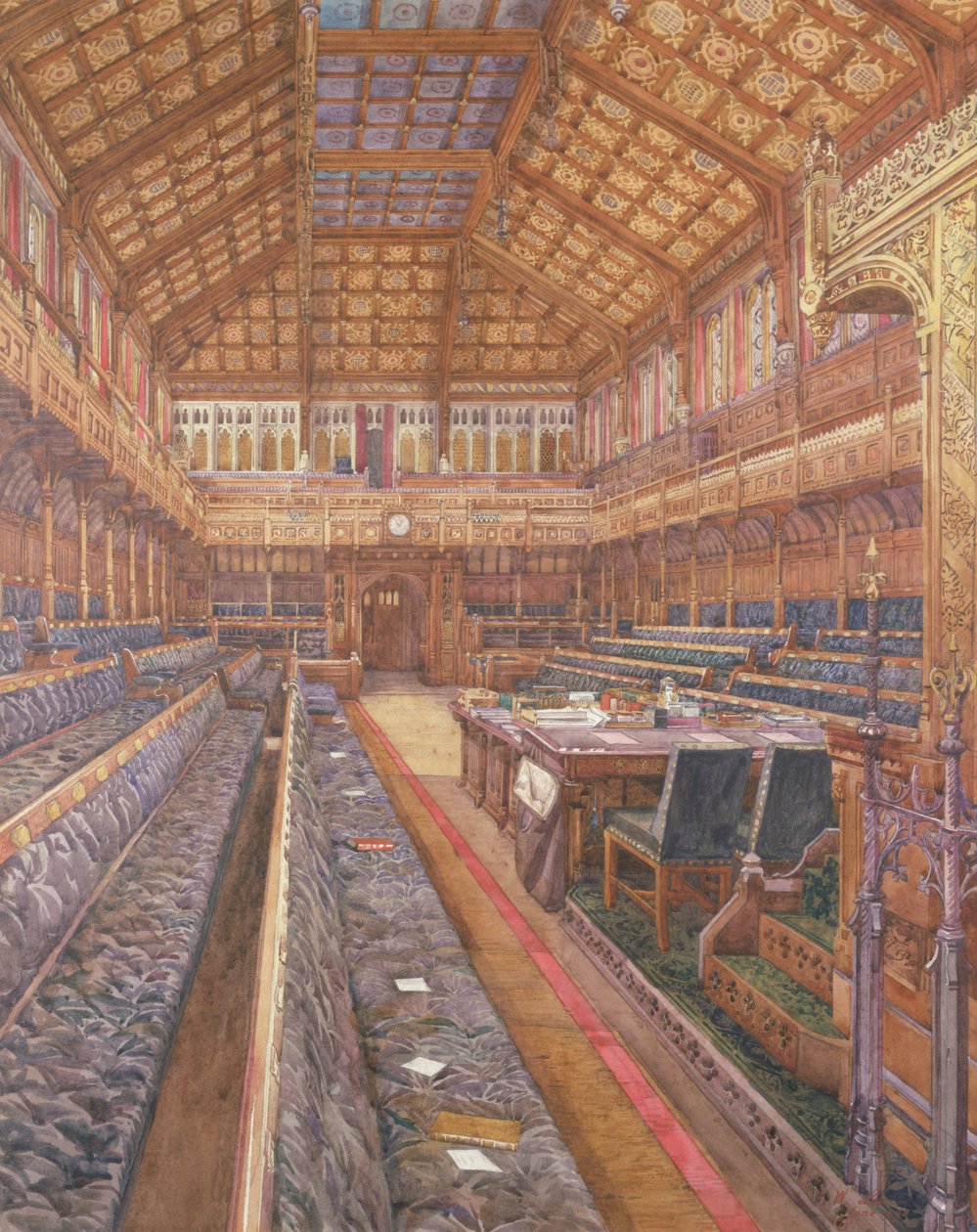 Interior da Câmara dos Comuns, junho de 1897 (wc no papel) de Frederick Walter Lee