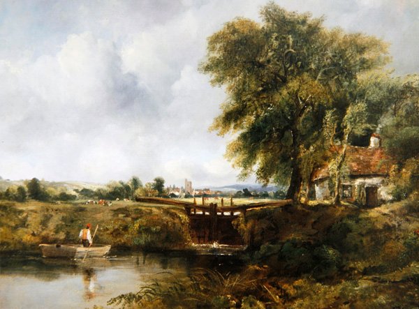 Dedham Lock (óleo sobre tela) de Frederick Waters Watts