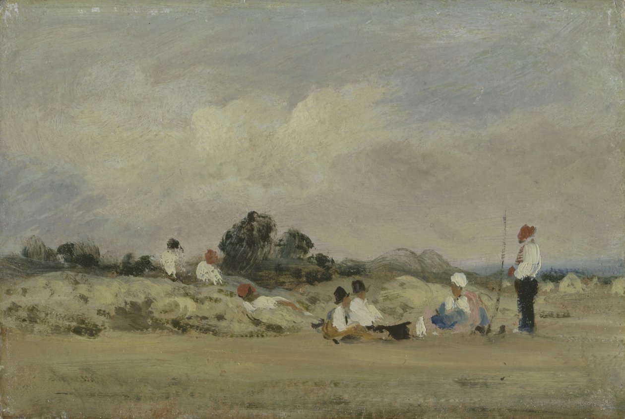 Haymakers Resting (óleo em millboard) de Frederick Waters Watts
