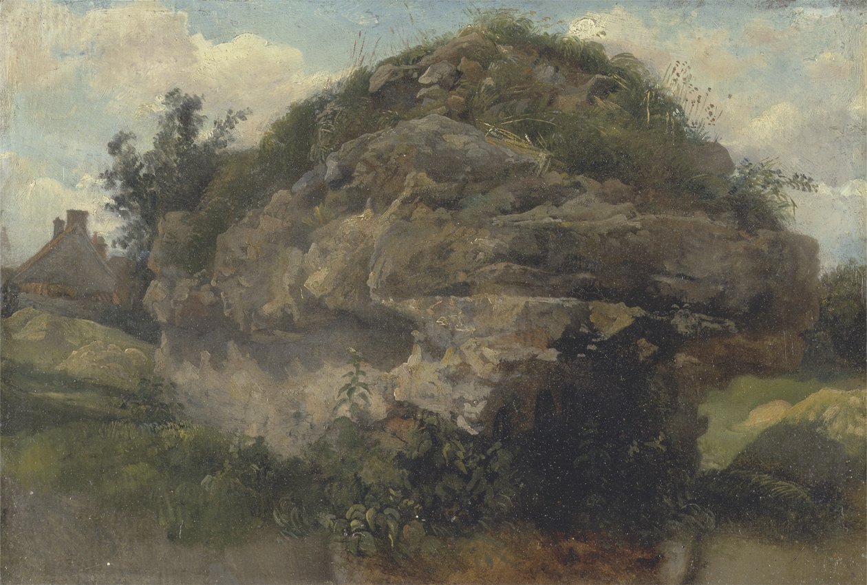 Rocky Hillside, c.1830 (óleo em millboard) de Frederick Waters Watts