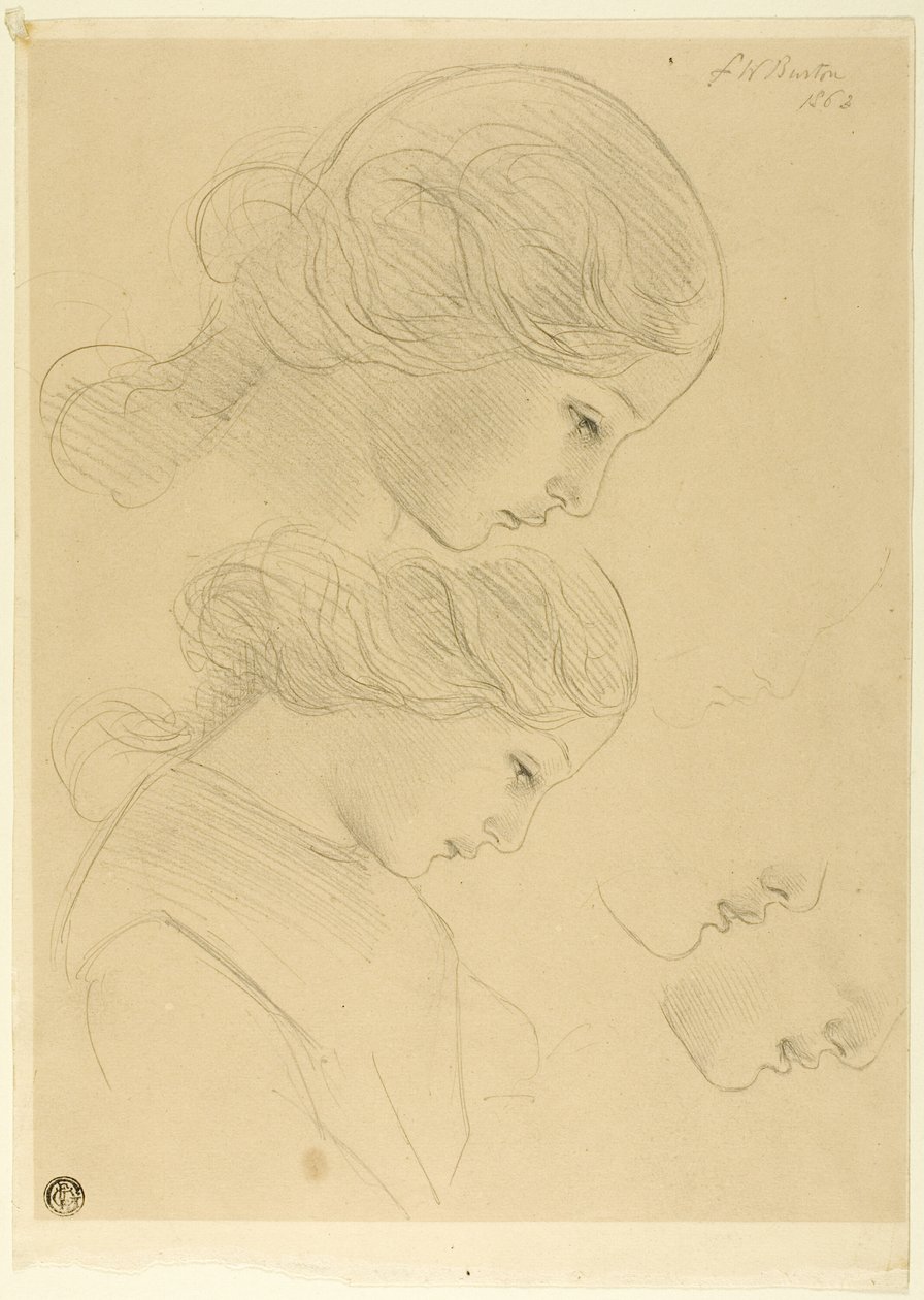 Esboços de perfil de mulher de Frederick William Burton