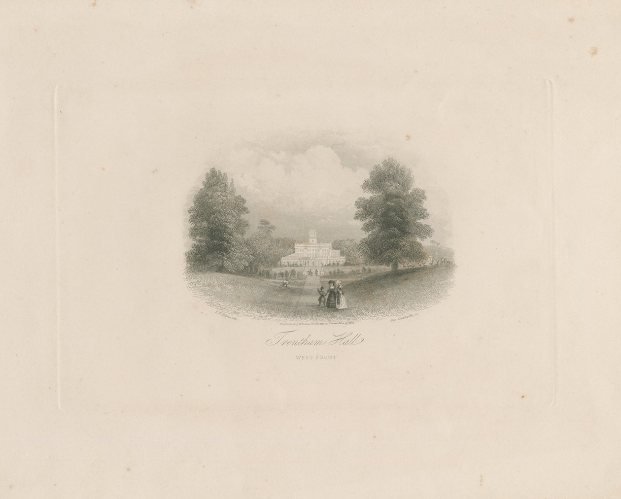 Trentham Hall: gravura (vinheta), nd [c 1843] (impressão) de Frederick William Hulme
