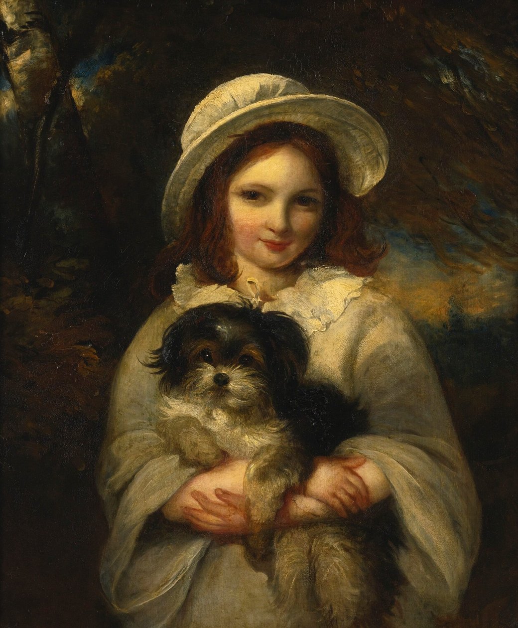 Retrato de uma rapariga com um cão de Frederick Yeates Hurlstone
