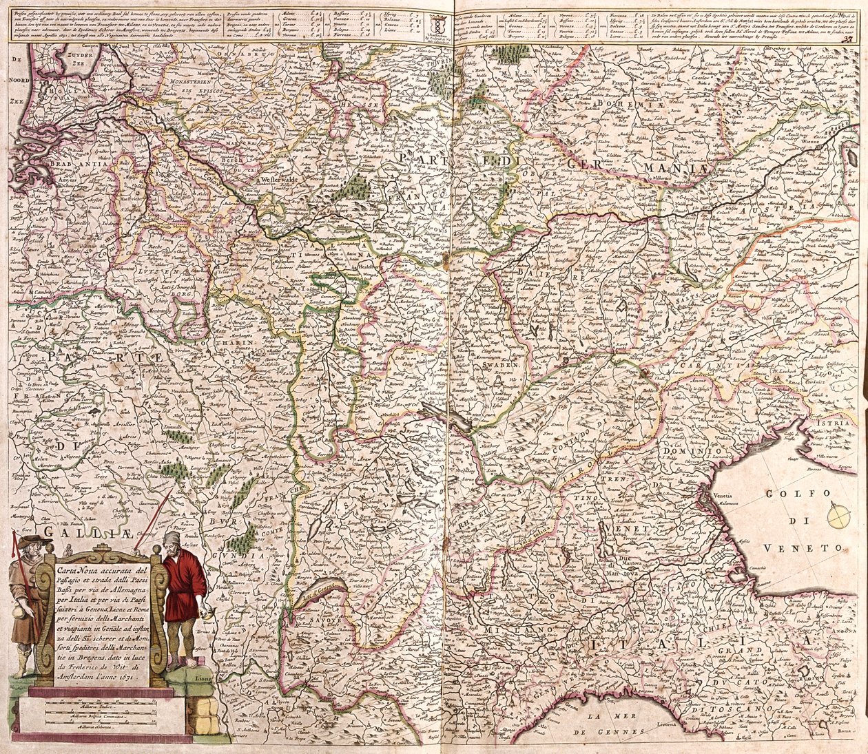 Leste de França, Bélgica, Suíça, Alemanha Ocidental, Norte de Itália de Frederick de Wit