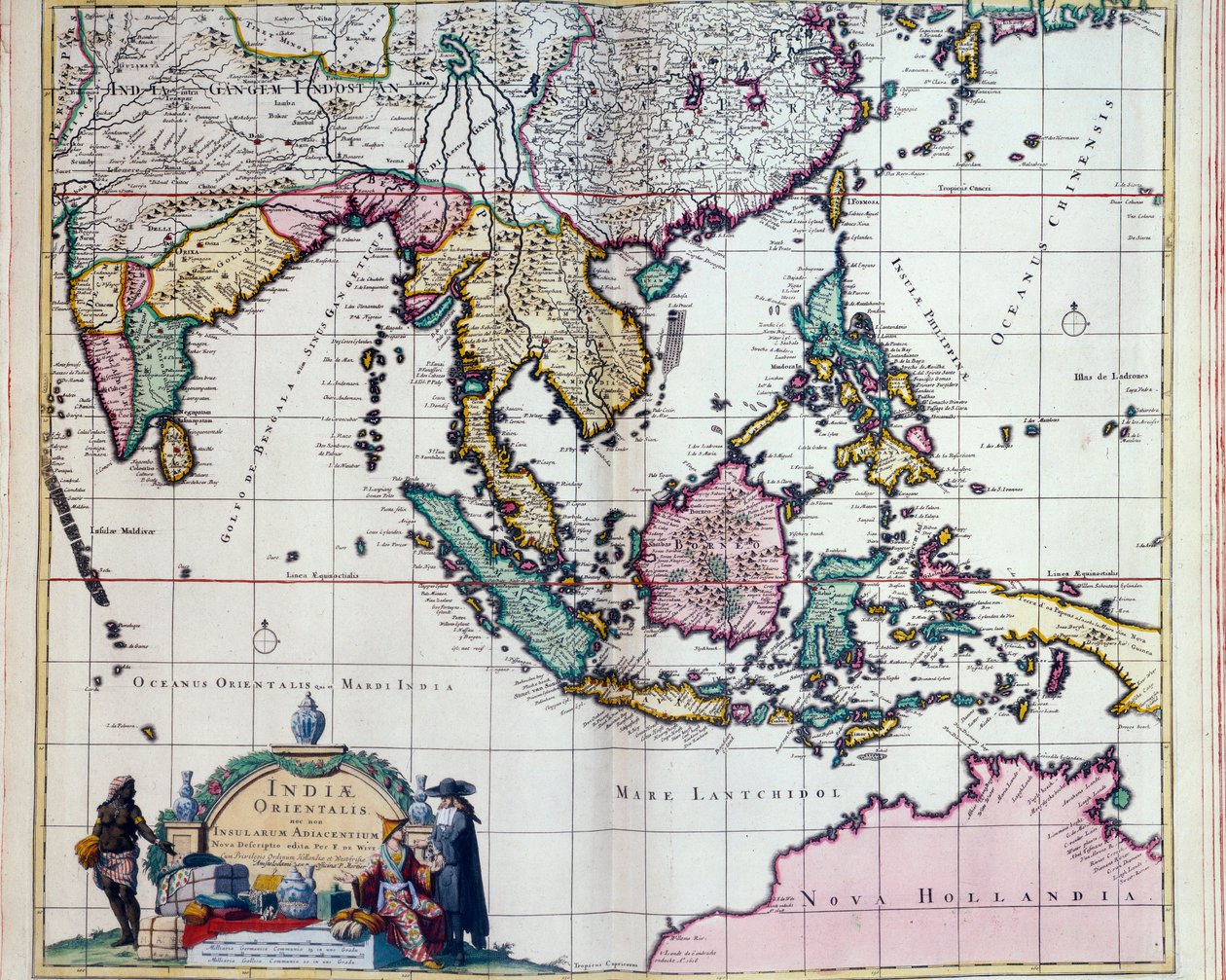 Geografia: mapa das Índias Orientais de Frederick de Witt (activo por volta de 1650) Paris do século XVII, B.N. de Frederick de Wit