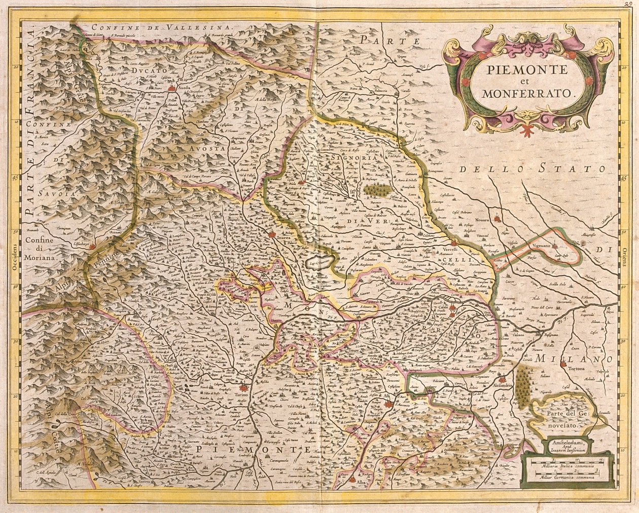 Mapa de Piemont (Itália) (gravura de Frederick de Wit