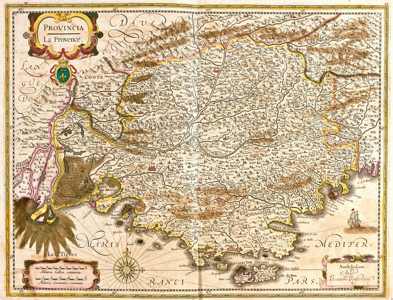 Mapa da Provença (França) (gravura de Frederick de Wit