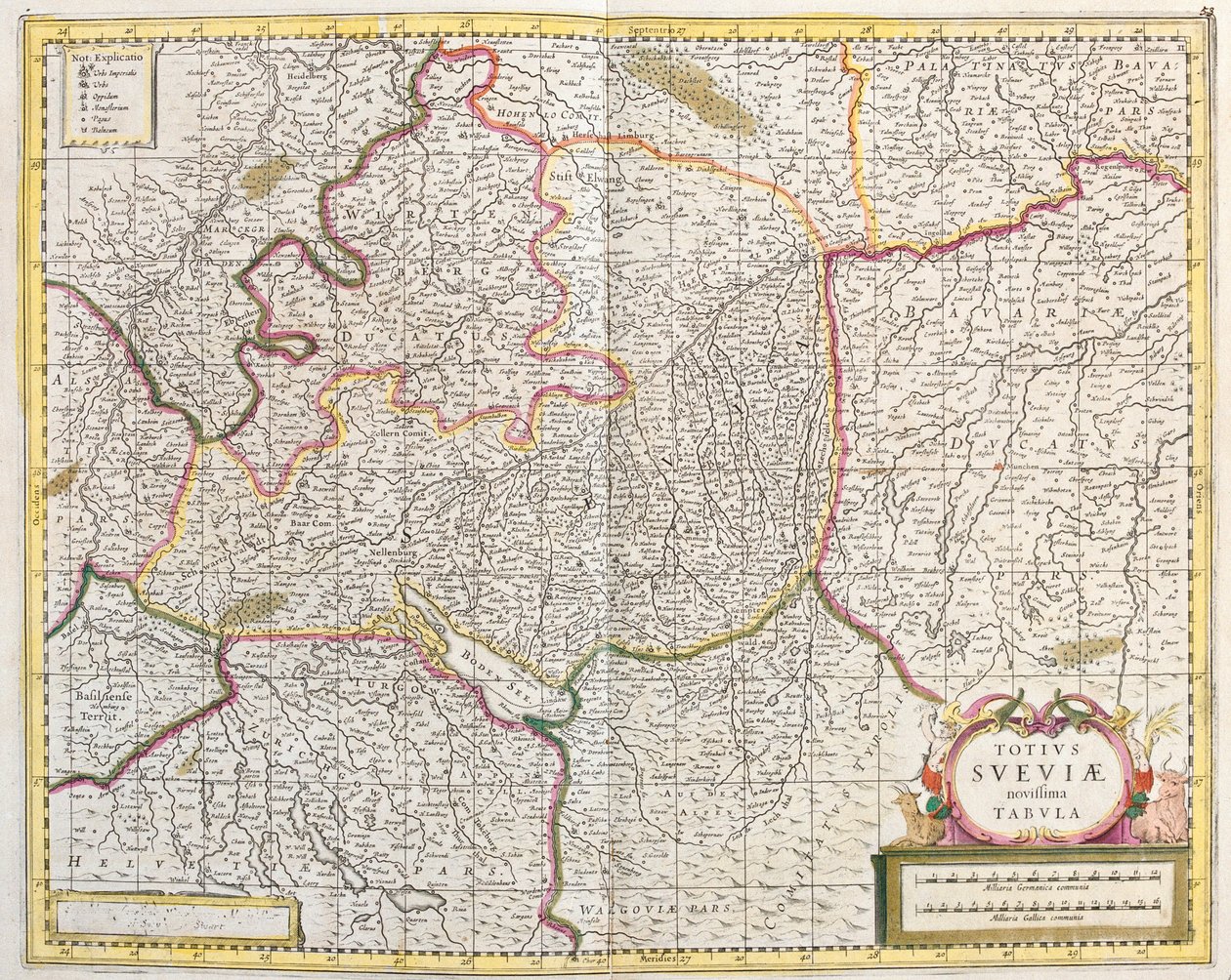 Mapa da Suábia (Alemanha) (gravura de Frederick de Wit