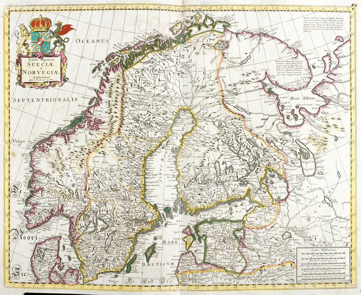 Mapa da Suécia e da Noruega (gravura de Frederick de Wit