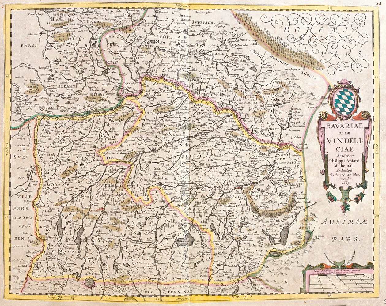 Mapa do Baviere (Alemanha) (gravura de Frederick de Wit