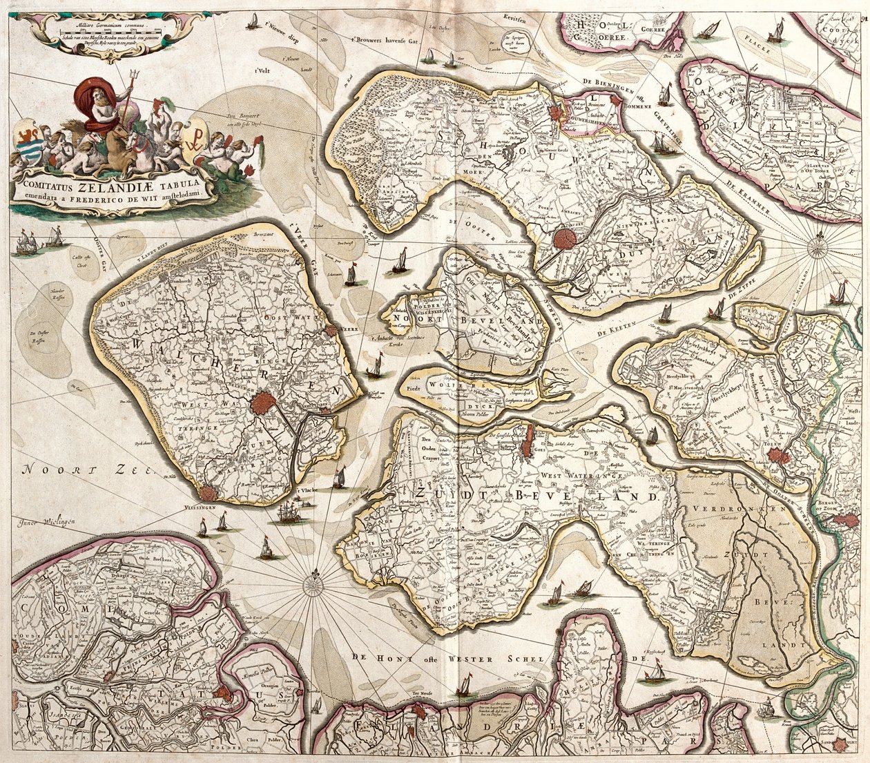Mapa do Conde de Zelande (Holanda) (gravura de Frederick de Wit