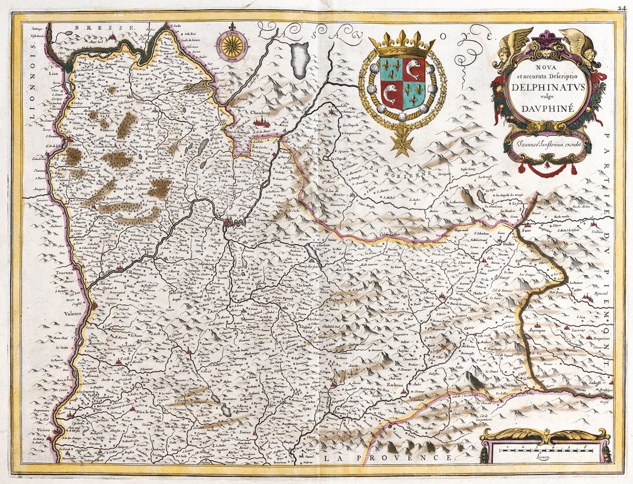 Mapa da Dauphine (França) (gravura de Frederick de Wit