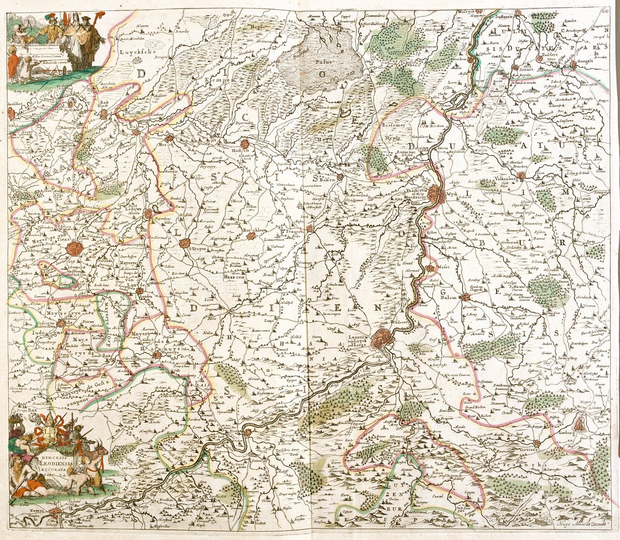 Mapa da Diocese de Liège (Bélgica) (gravura de Frederick de Wit