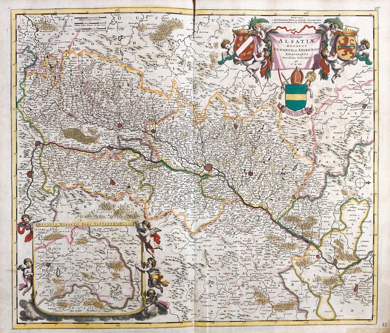Mapa do Duche da Alsácia (França) (gravura de Frederick de Wit