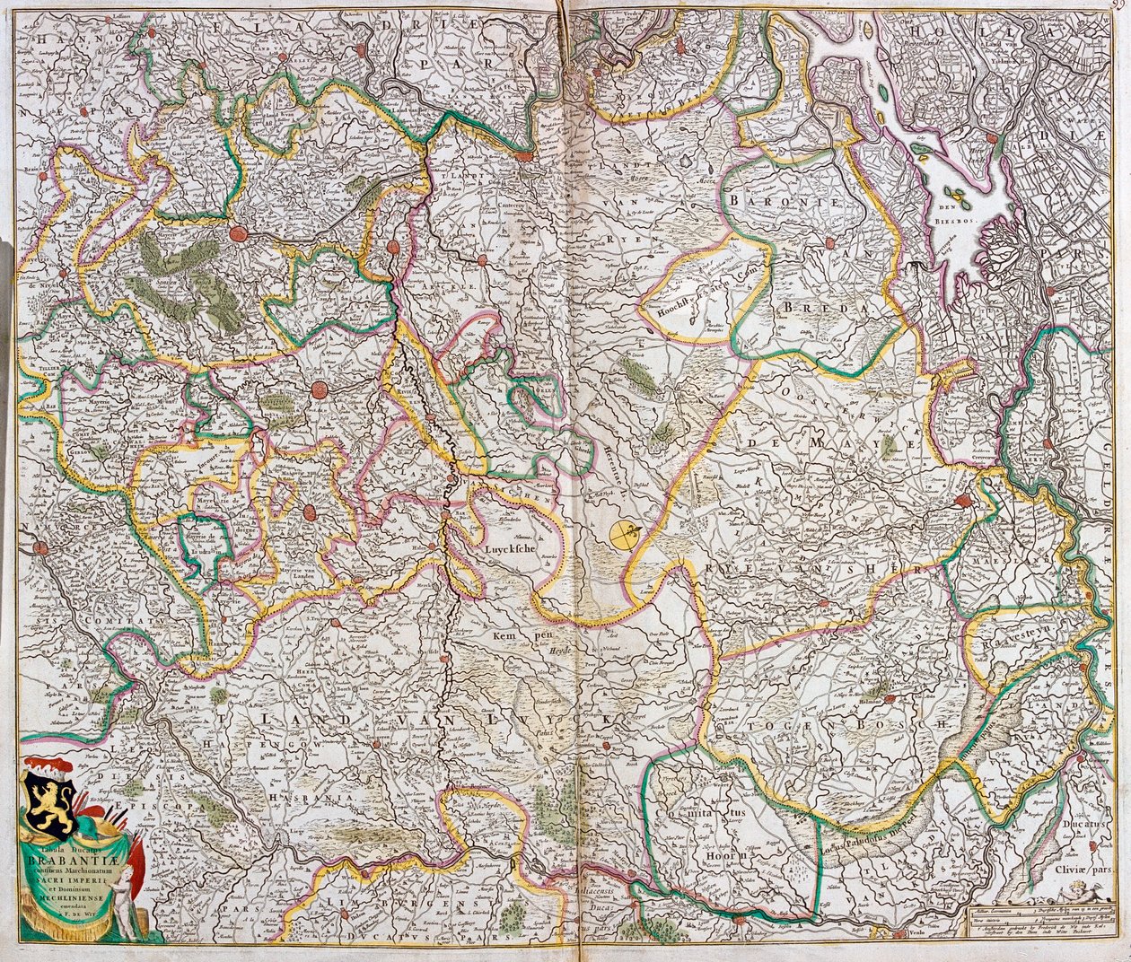 Mapa do Duche de Brabant (Bélgica, Holanda) (gravura de Frederick de Wit