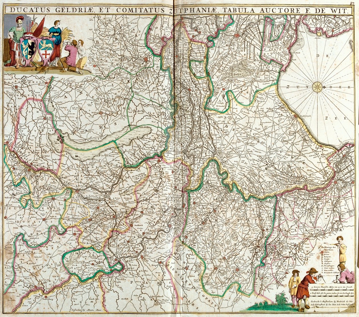 Mapa do Duche de Gelderland e do Conde de Zutphen (Alemanha) (gravura de Frederick de Wit